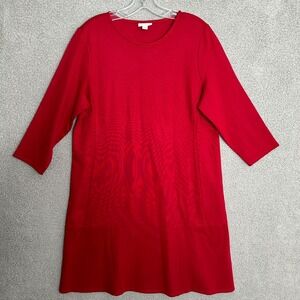 J Jill Ponte Shift Dress Womens Medium Red Knit Modest Everyday Classic
